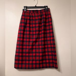 Vintage Wool Red Tartan Maxi Skirt XS/S
